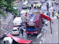 Al Queda blows up London bus.