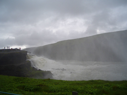 Mist coming out of the gorge of Iceland's Gullfoss (golden falls).