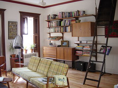 livingroom bookshelves