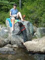 Amy, Maggie, and Otter at Echo Lake