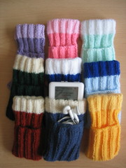 Hand-knitted iPod socks